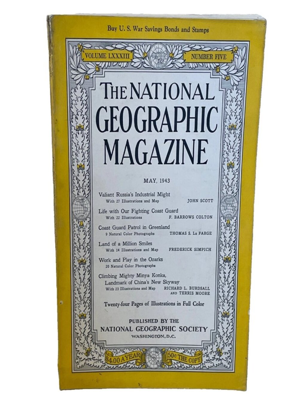 May 1943 National Geographic Magazine Vol 83 No 5 WWII US Coast Guard Ozarks VTG